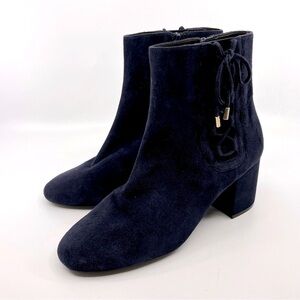 COLE‎ HAAN Leah Blue Suede Leather Grande 0S side zip heeled ankle bootie 8.5